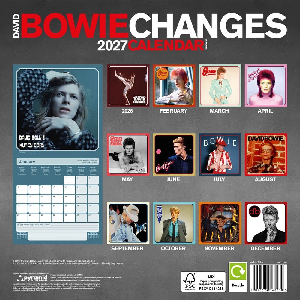 David Bowie Calendar Changes 2027 30 x 30 cm 5050574168830