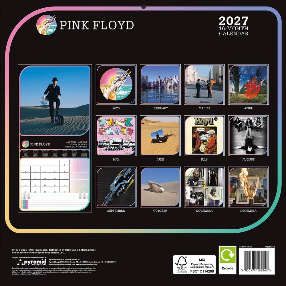 Pink Floyd Calendar 2027 30 x 30 cm 5050574168847