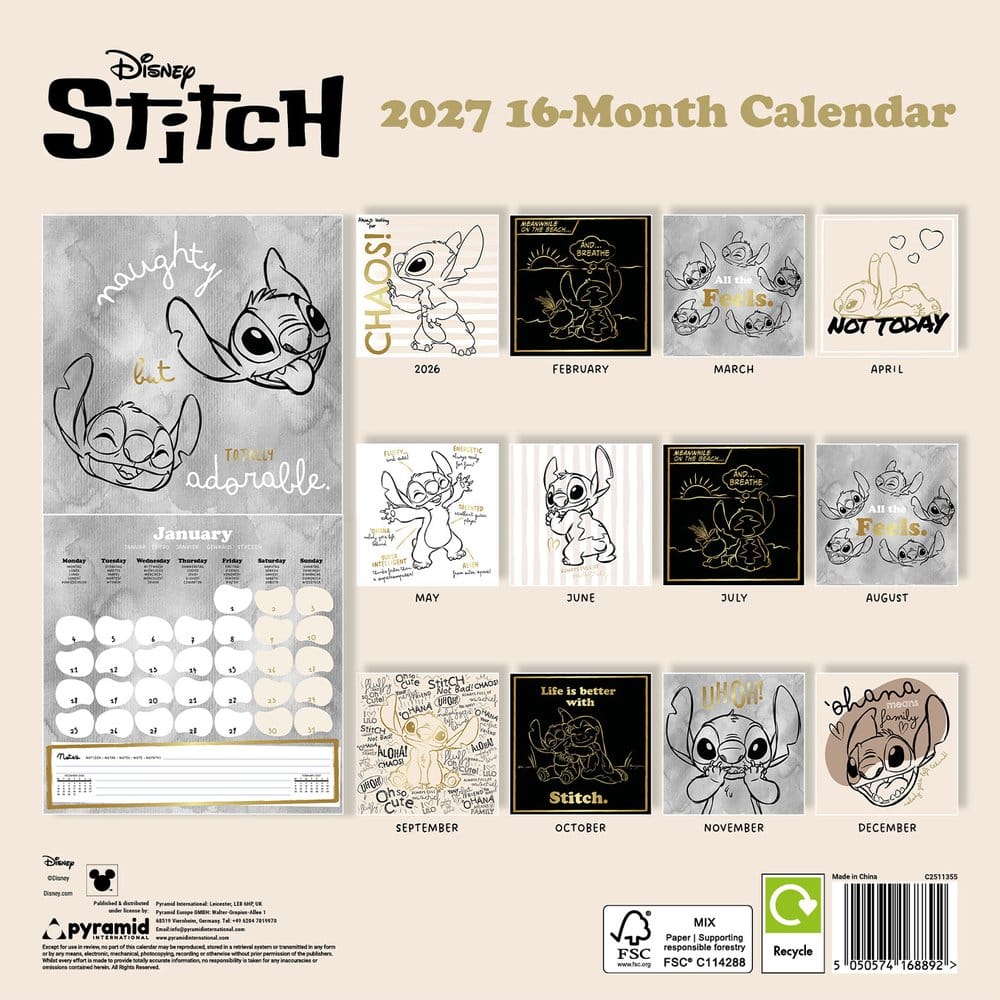 Stitch Calendar Life is Better with Stitch 2027 30 x 30 cm 5050574168892