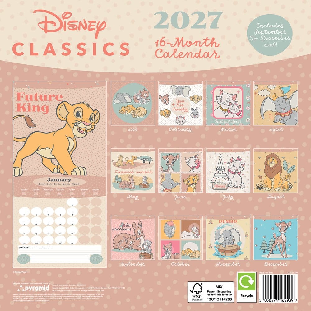 Disney Classics Calendar Treasured Memories 2027 30 x 30 cm 5050574168939