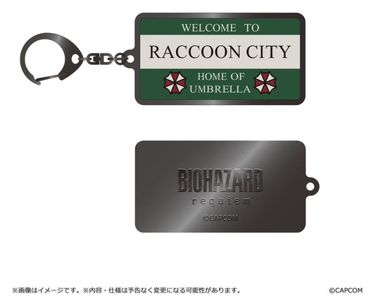 Resident Evil Requiem Metall-Schlüsselanhänger Raccoon City Welcome SignResident Evil Requiem Metal-Keychain Raccoon City Welcome SignResident Evil Requiem porte-clés en métal Raccoon City Welcome SignResident Evil Requiem Llavero metálico Raccoon City We 4976219140072