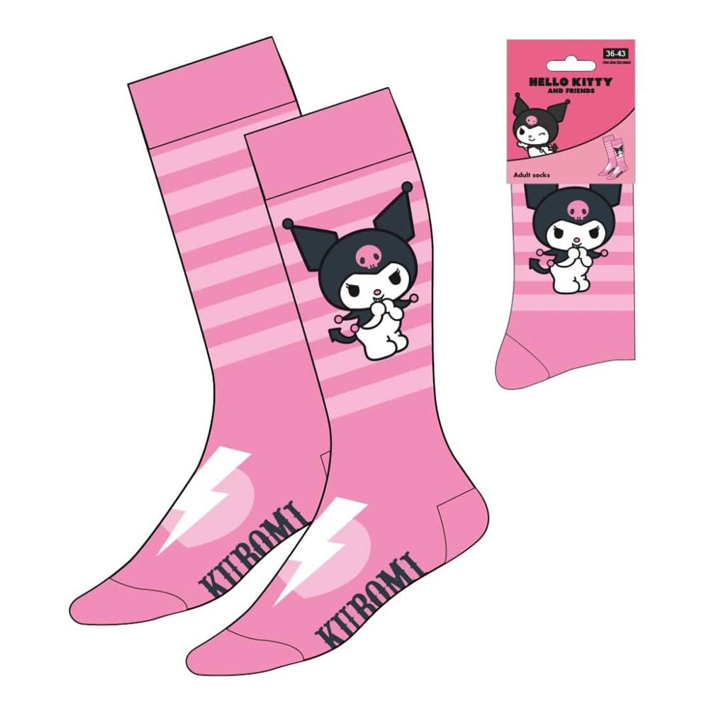 Sanrio Socks Kuromi Pink Stripes 36-43  8445484544381