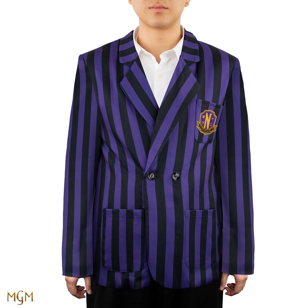 Wednesday Jacket Nevermore Academy Purple Striped Blazer Size L 4895205616394