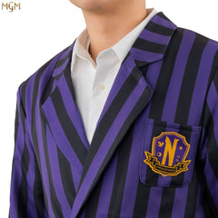 Wednesday Jacket Nevermore Academy Purple Striped Blazer Size L 4895205616394