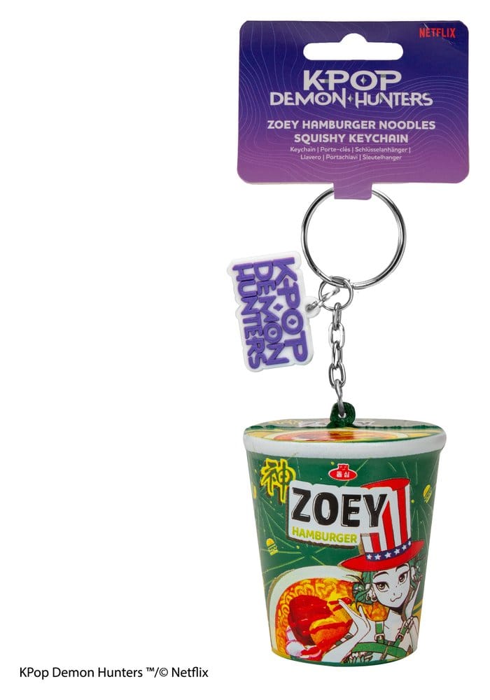 KPop Demon Hunters Squishy Keychain Zoey Hamburger Noodles 4895205625273