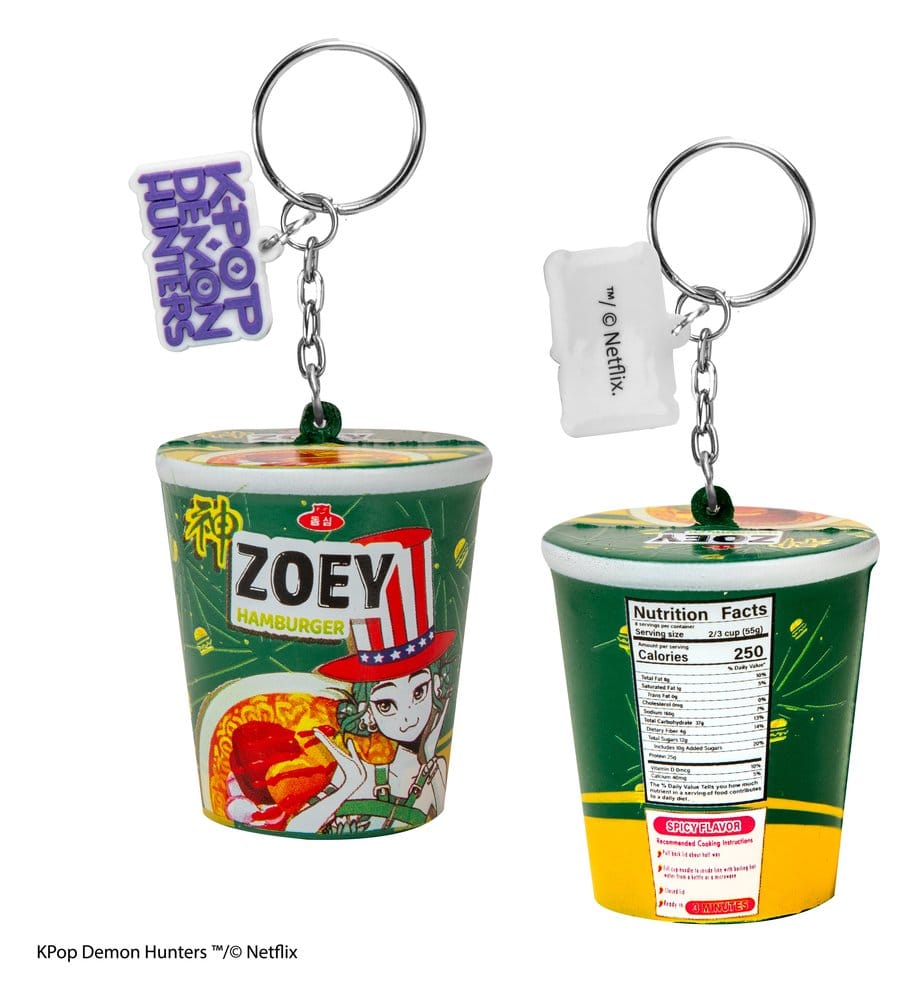 KPop Demon Hunters Squishy Keychain Zoey Hamburger Noodles 4895205625273