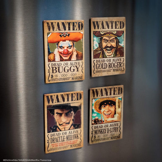 One Piece Fridge Magnet 4-Pack Wanted 4895205618688