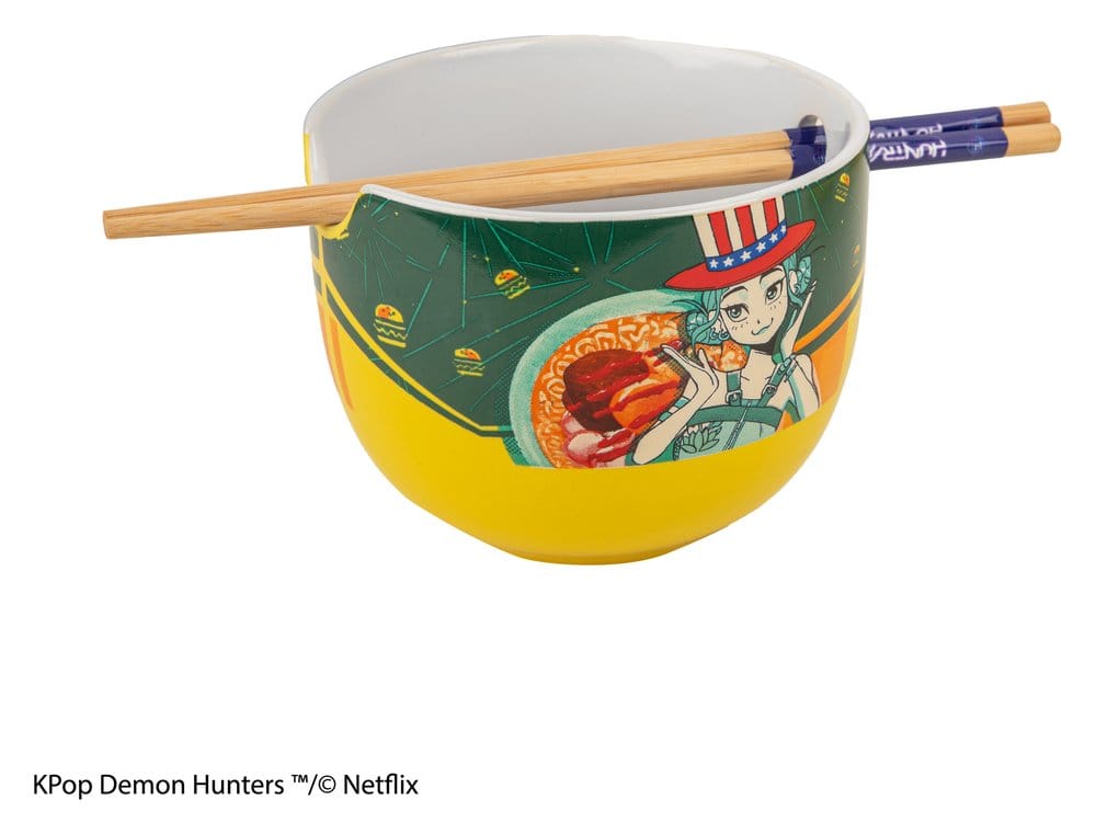 KPop Demon Hunters Ramen Bowl with Chopsticks Zoey Hamburger 4895205625952