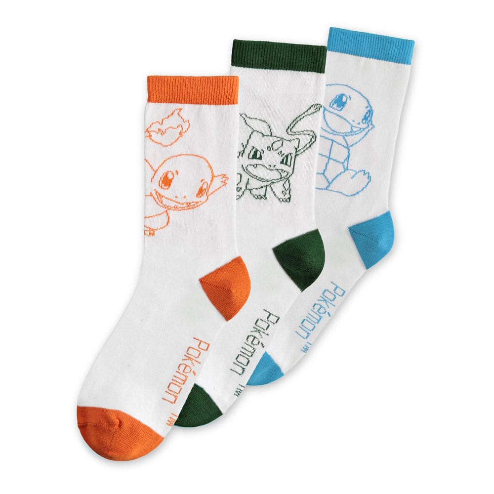 Pokemon Socks 3-Pack Charmander, Bulbasaur, Squirtle 43-46 8718526170825