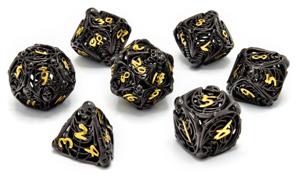 CritStones Hollow Metal Dice Set Soulreaper Gold (7) 8721117600274