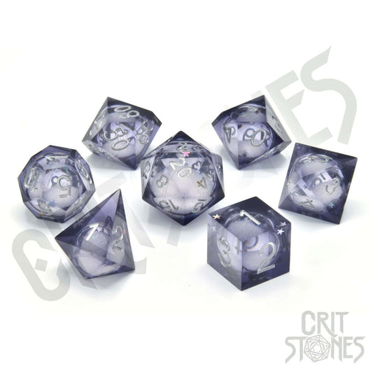 CritStones Liquid Core Dice Set Orbital Tide (silver ink) (7) 8721117600458