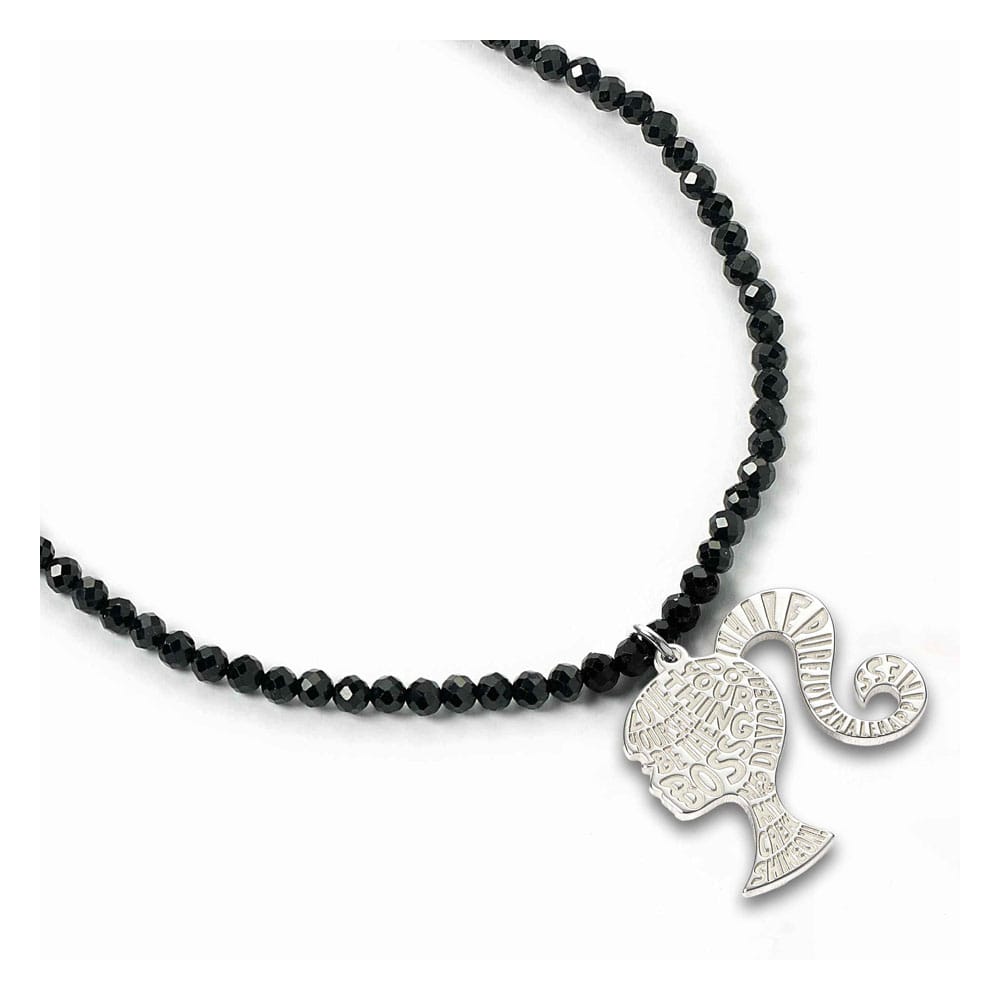 Barbie Pendant & Necklace Silhouette on Black Onyx Bead (Sterling Silver) 5055583455940
