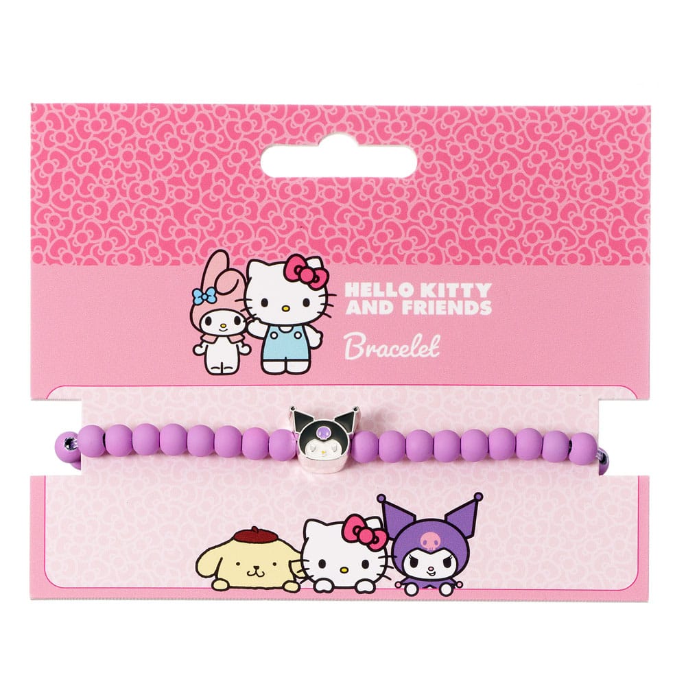Hello Kitty Bracelet purple beads with Kuromi Charm 21 cm 5055583480287