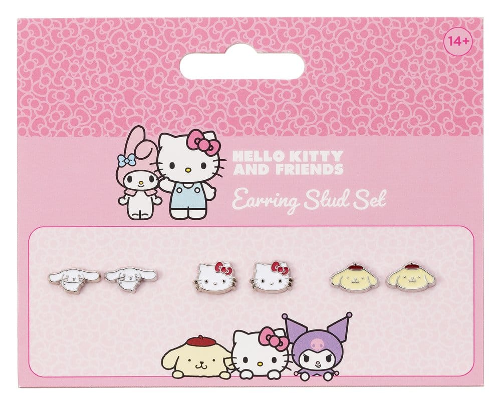 Sanrio Stud Earring Set Hello Kitty, Cinnamon Roll and Pompompurin 5055583481215