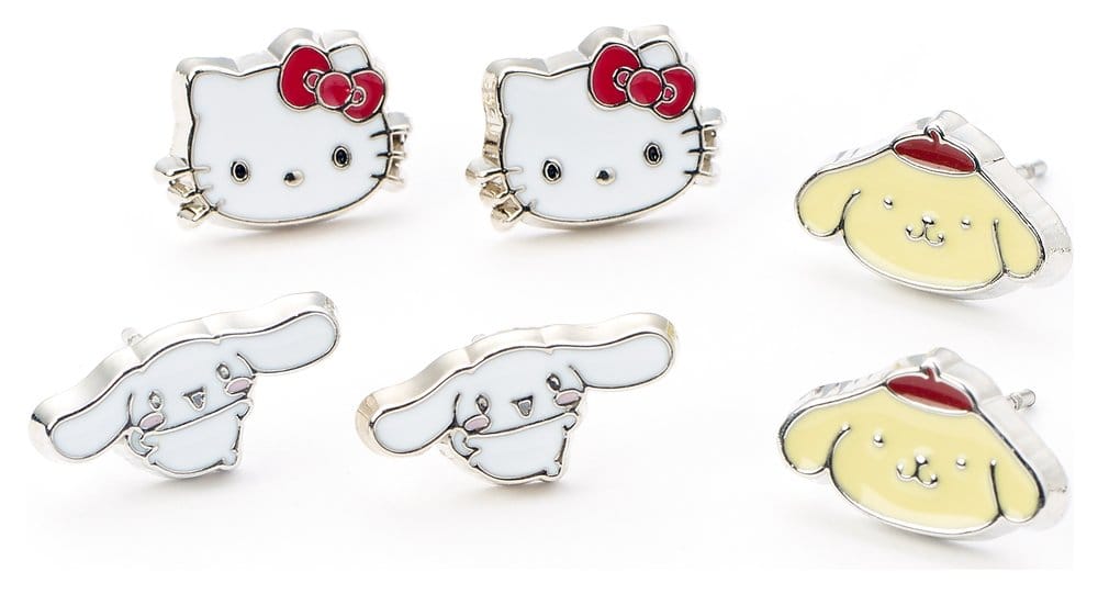Sanrio Stud Earring Set Hello Kitty, Cinnamon Roll and Pompompurin 5055583481215