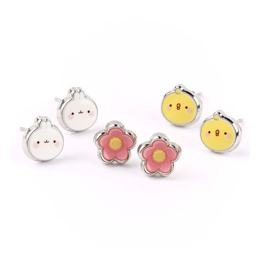 Molang Stud Earrings 3-pack Molang and Piu Piu 5055583480638