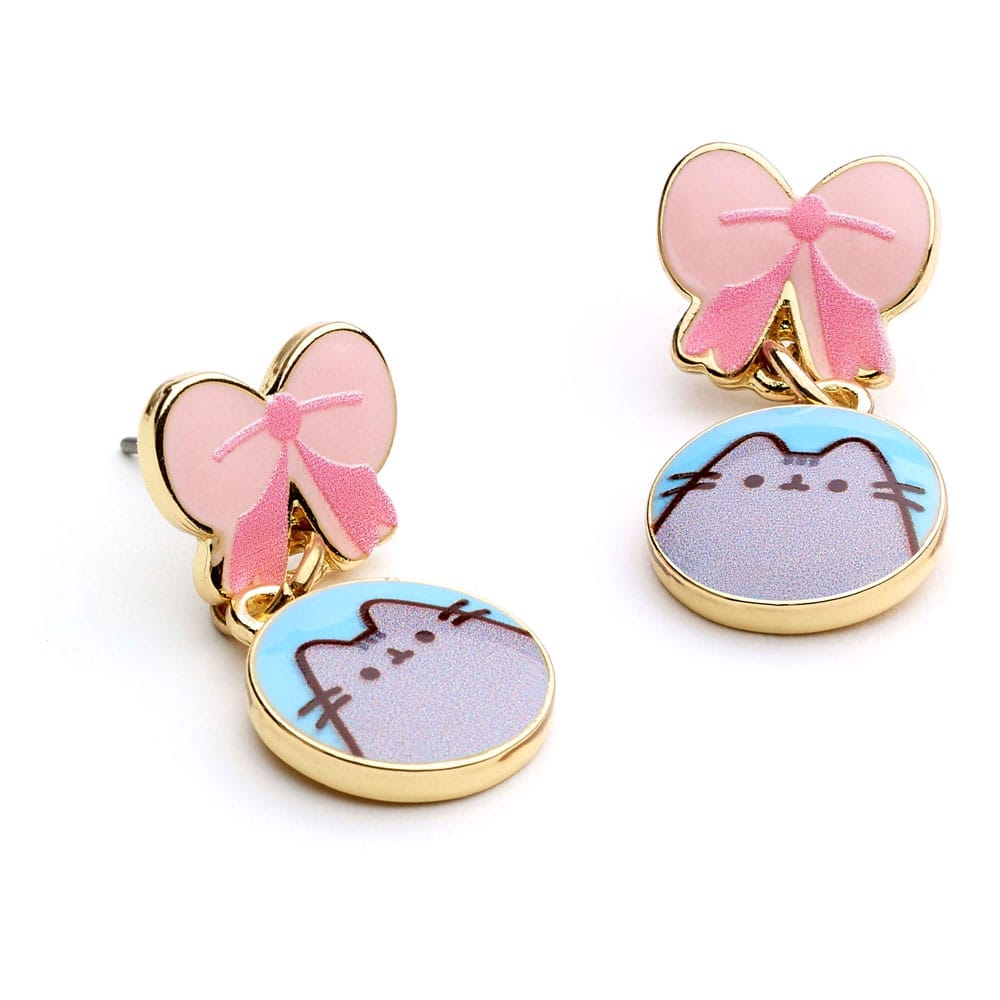 Pusheen Drop Earrings Pink Bows 5055583453342