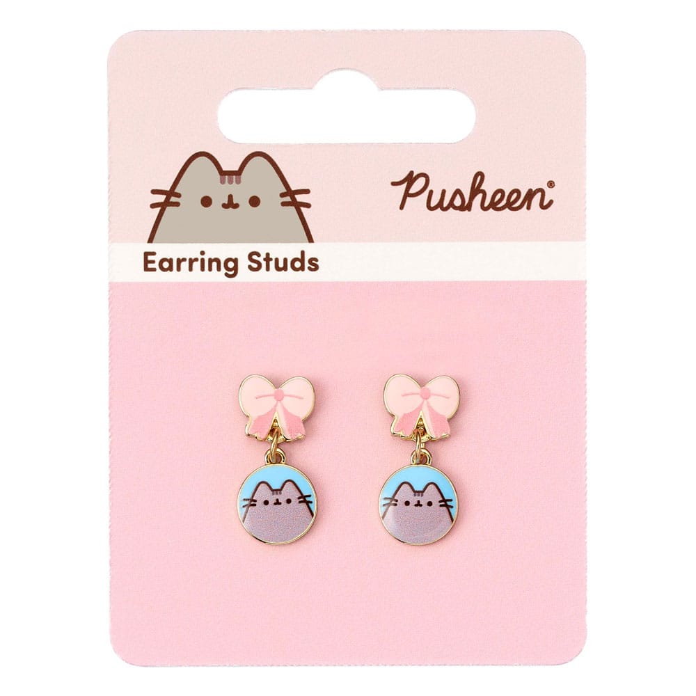 Pusheen Drop Earrings Pink Bows 5055583453342
