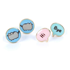 Pusheen Stud Earrings 2-pack "Hi , Bye" 5055583453328