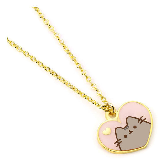 Pusheen Pendant & Necklace Pink and Gold Heart 5055583453298