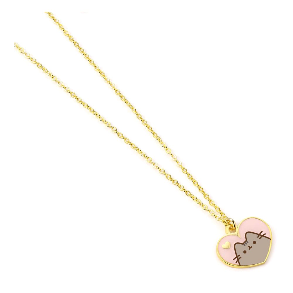 Pusheen Pendant & Necklace Pink and Gold Heart 5055583453298