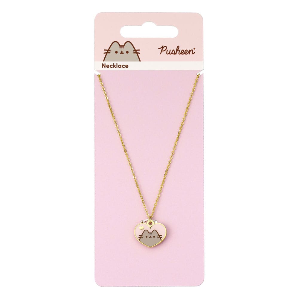 Pusheen Pendant & Necklace Pink and Gold Heart 5055583453298