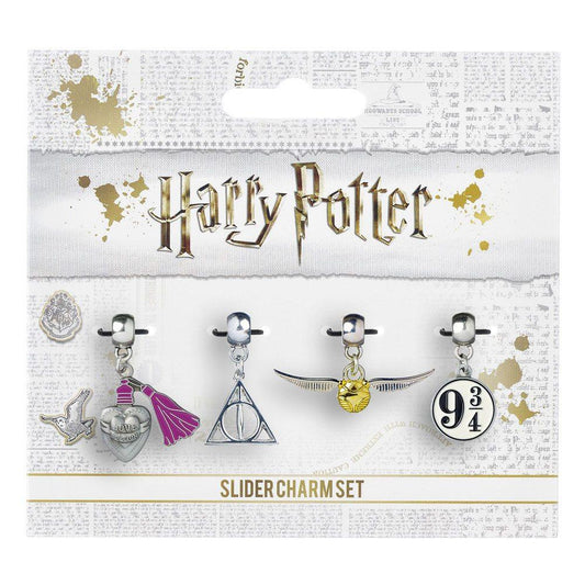 Harry Potter Charm 4-Pack Snitch/Deathly Hallows/Platform 9 3/4/Love Potion (silver plated) 5055583407185