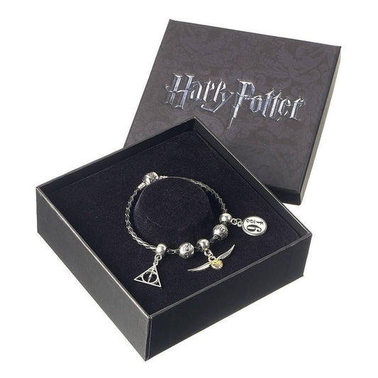 Harry Potter Leather Bracelet Charm Set Deathly Hallows/Snitch/Platform 9 3/4/2 Spellbeads 5055583409547