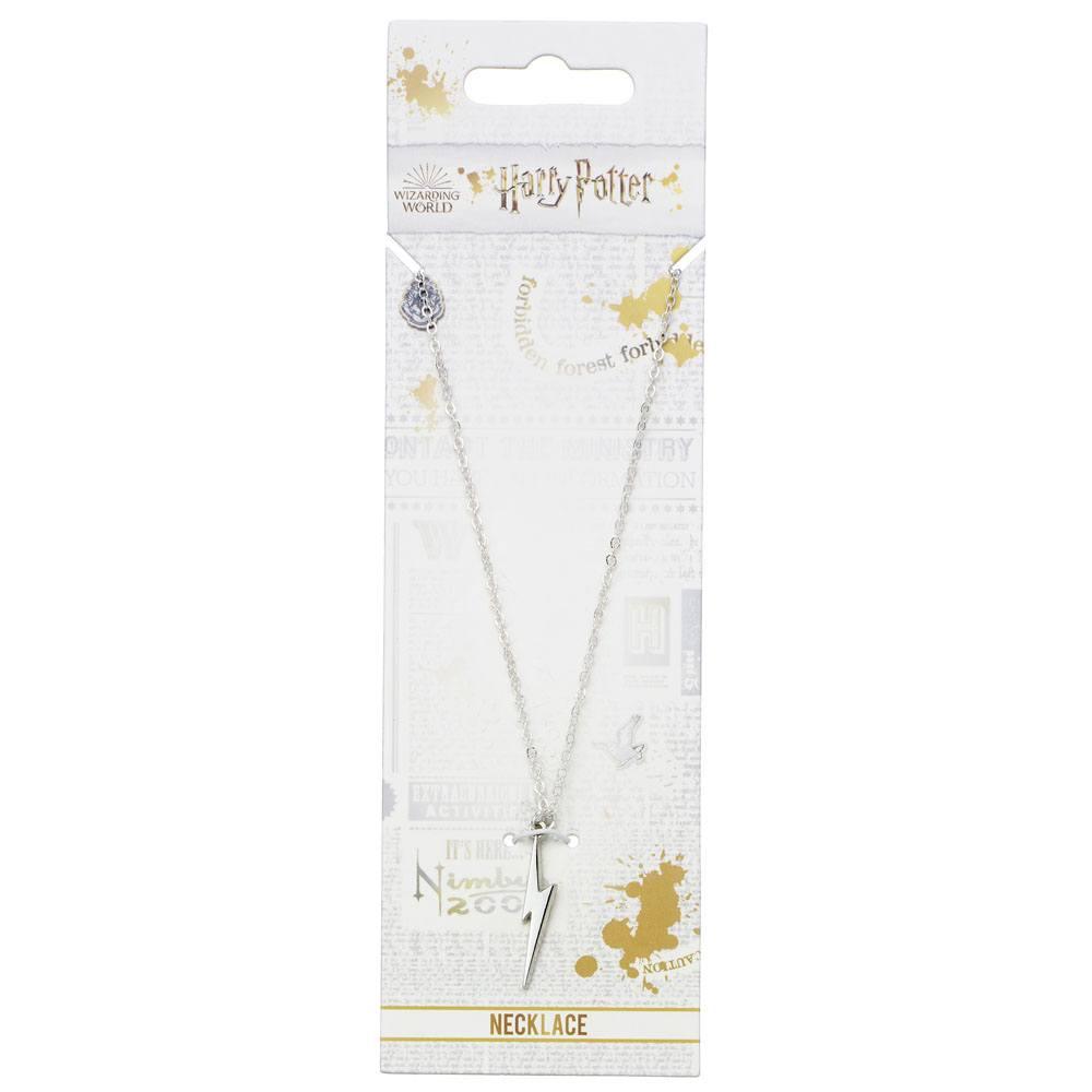 Harry Potter Pendant & Necklace Lightning Bolt (Silver Plated) - Amuzzi