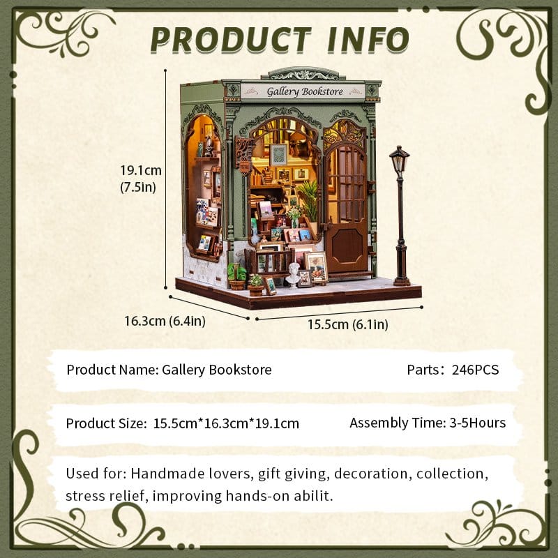Miniature House Model Kit Gallery Bookstore 20 x 16 cm   6975436181200