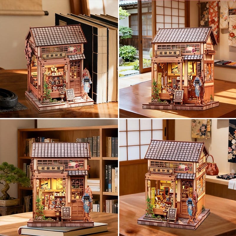 Miniature House Model Kit Sakura O Kimono Shop 19 x 14 cm   6975436181330