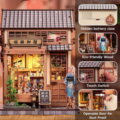 Miniature House Model Kit Sakura O Kimono Shop 19 x 14 cm   6975436181330