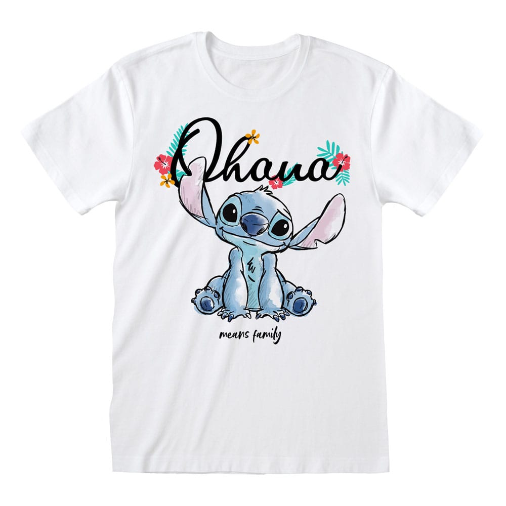 Lilo & Stitch T-Shirt Ohana Means Family White Size S 5056688589189