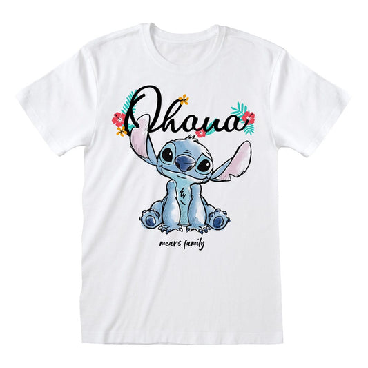 Lilo & Stitch T-Shirt Ohana Means Family White Size S 5056688589189