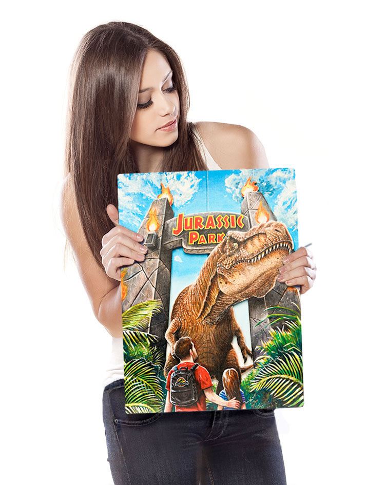 Jurassic Park WoodArts 3D Wooden Wall Art Rex Attack 30 x 40 cm 8437017951520
