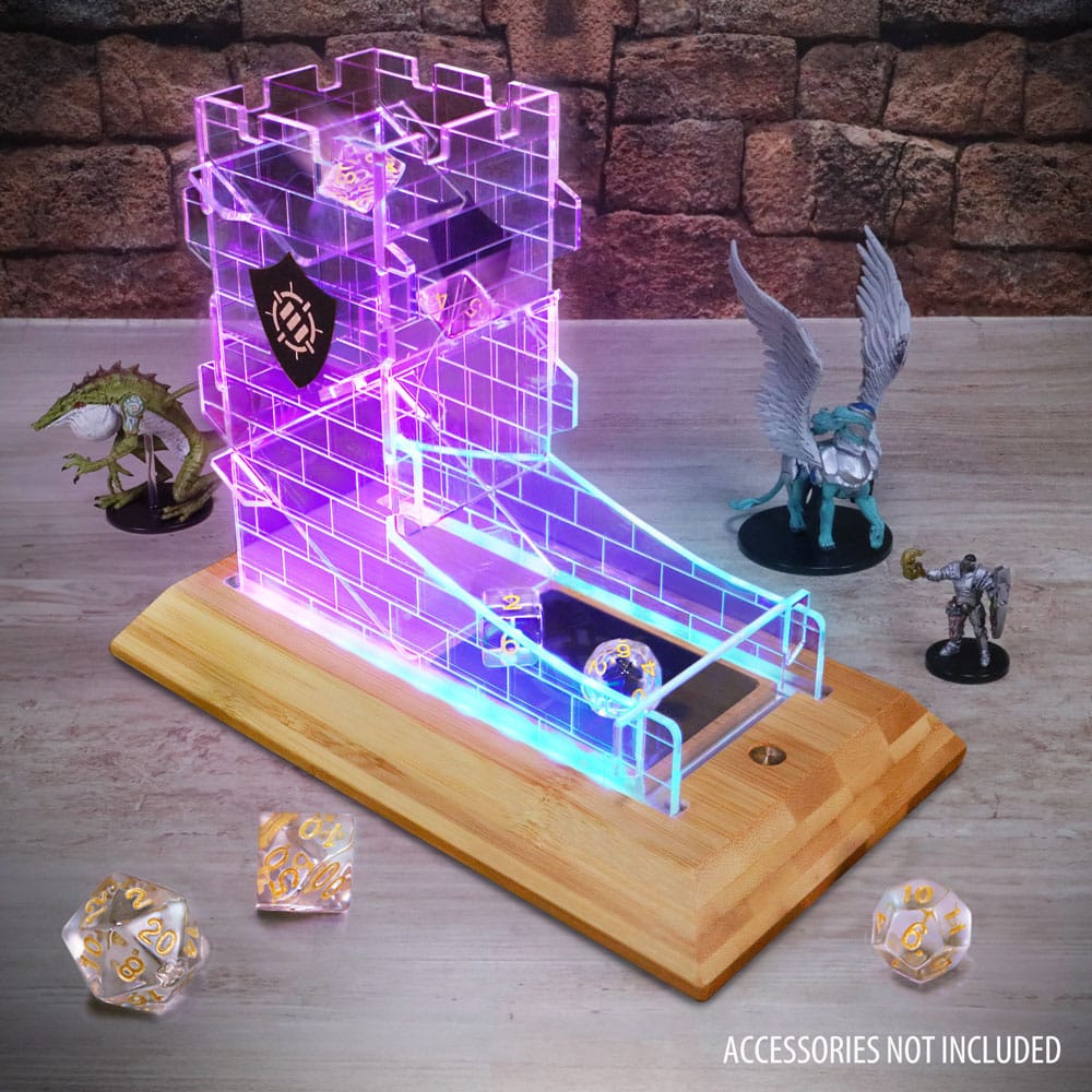 Enhance Tabletop Series LED Dice Tower with Dice Set Clear 0637836624492