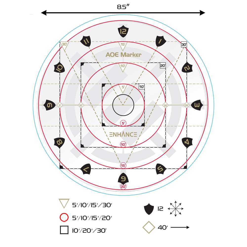 Enhance RPG Series 30ft Spell AoE Damage Template 0637836612369