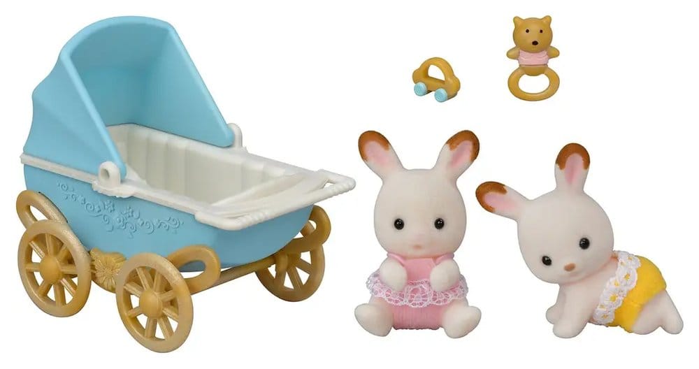 Sylvanian Families: Chocolate Rabbit Twins with Stroller Set 5054131054321