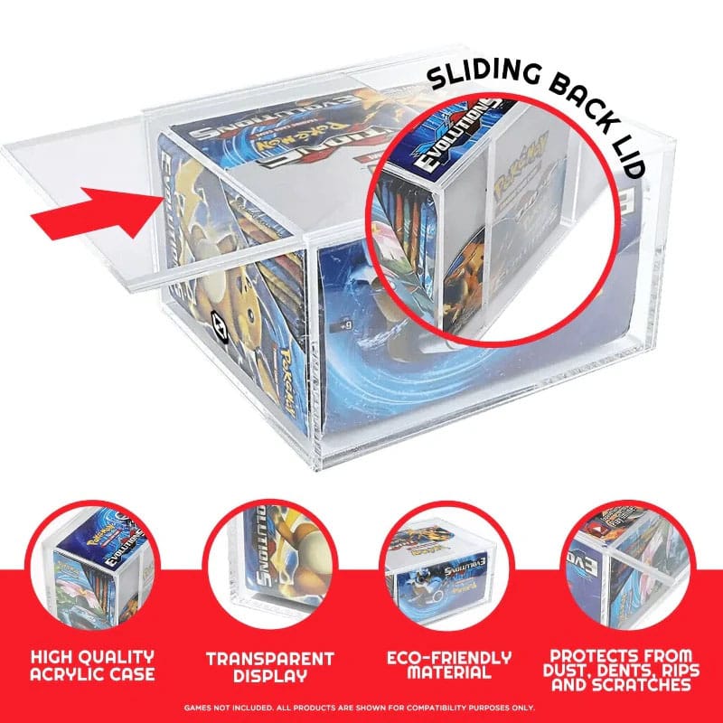 Evoretro Acrylic Display Case for Booster Boxes / Elite Trainer Boxes Ver. 1 with Sliding Lid 3760265297573