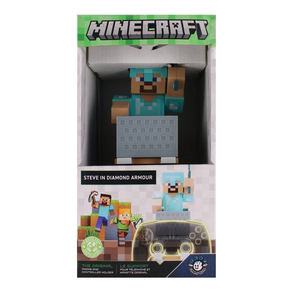 Minecraft Steve in Diamond Armour Cable Guys Controller Holder and Phone Stand 22cm 5060525897252