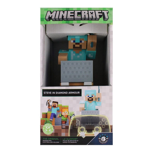 Minecraft Steve in Diamond Armour Cable Guys Controller Holder and Phone Stand 22cm 5060525897252