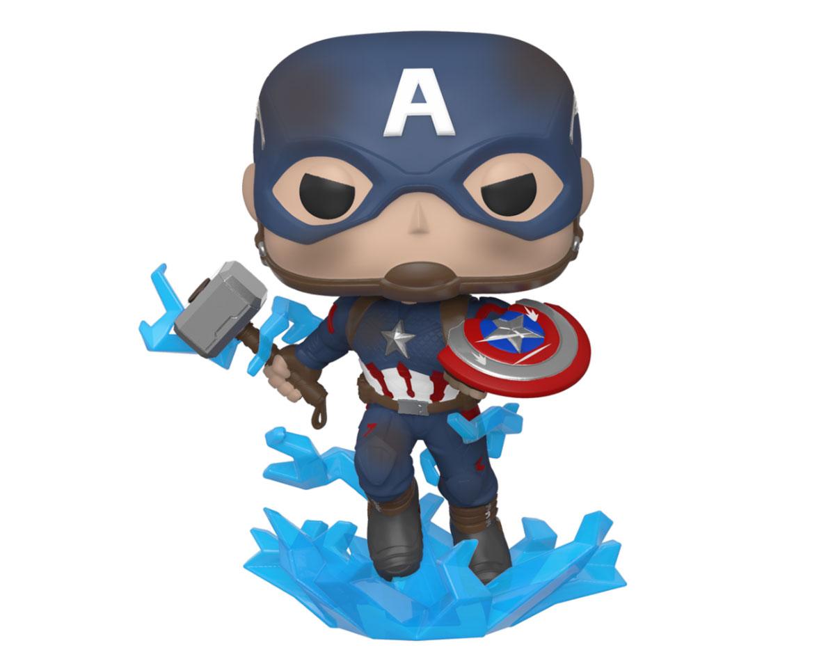 Avengers: Endgame POP! Movies Vinyl Figure Captain America w/Broken Shield & Mjölnir 9 cm 0889698451376