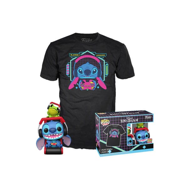 Lilo & Stitch POP! & Tee Box Gmr Stitch w/frog Size M 0889698857611
