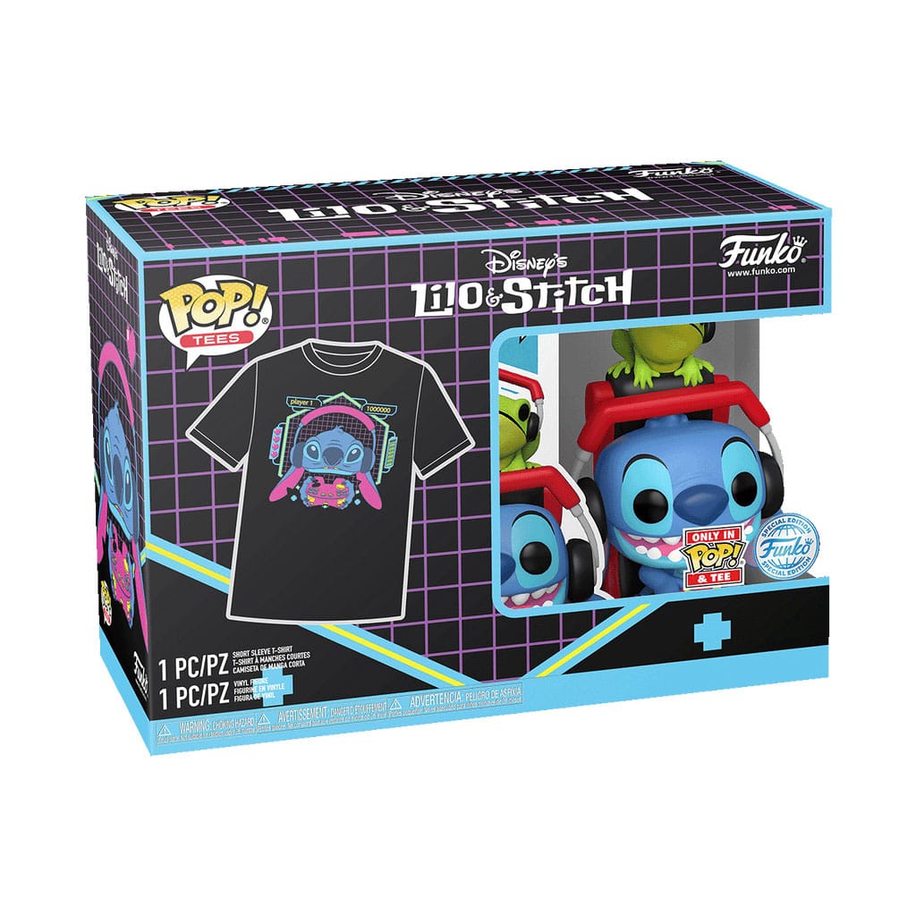Lilo & Stitch POP! & Tee Box Gmr Stitch w/frog Size M 0889698857611