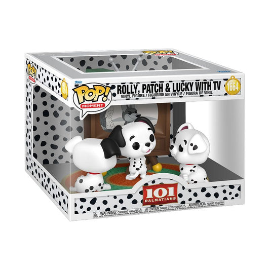 One Hundred and One Dalmatians POP Moment Vinyl Figures Rolly, Patch & Lucky with TV 9 cm 0889698902601