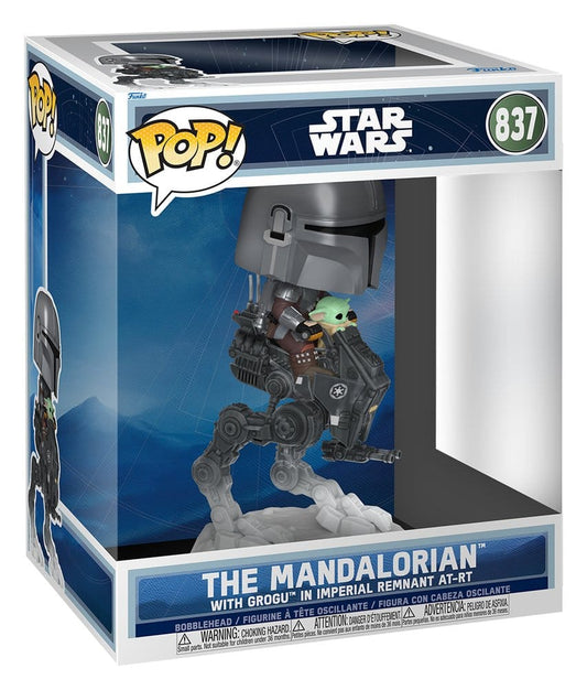 Star Wars: The Mandalorian and Grogu POP! Rides Deluxe Vinyl Bobblehead Figure The Mandalorian with Grogu in Imperial Remnant AT-RT 9 cm 0889698908122