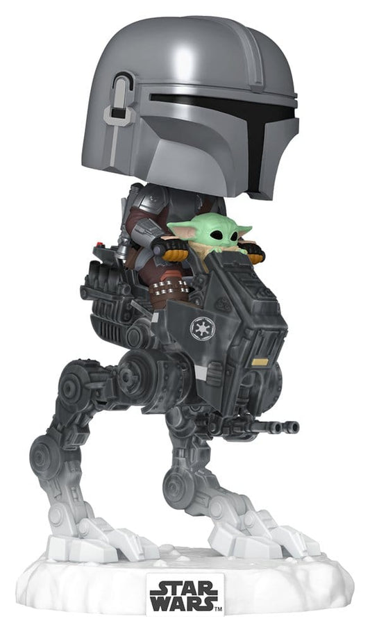 Star Wars: The Mandalorian and Grogu POP! Rides Deluxe Vinyl Bobblehead Figure The Mandalorian with Grogu in Imperial Remnant AT-RT 9 cm 0889698908122
