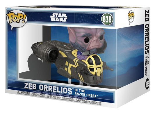Star Wars: The Mandalorian and Grogu POP! Rides Deluxe Vinyl Bobblehead Figure Zeb Orrelios in the Razor Crest 9 cm 0889698925655