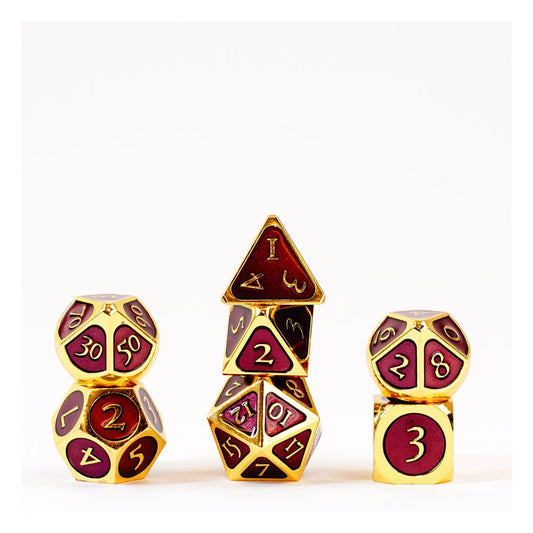 FanRoll  Dice Set Gold with Purple Enamel (7) 0680599383274