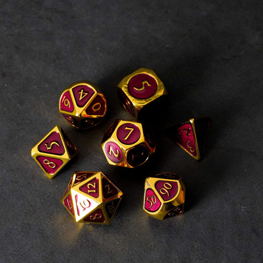 FanRoll  Dice Set Gold with Purple Enamel (7) 0680599383274